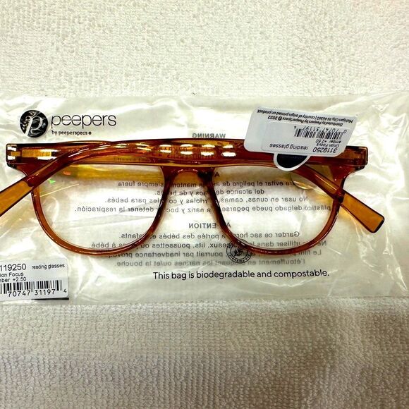 Peepers Orion Amber Readers Blue Light Blocking Reading Glasses 2.50 • NEW • main image 11